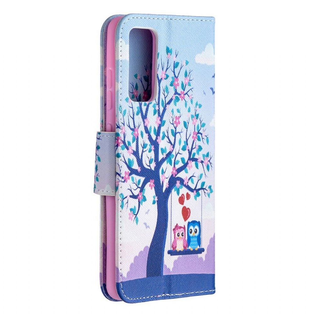 Flip Case voor Samsung Galaxy S20 FE Uilen Op De Schommel