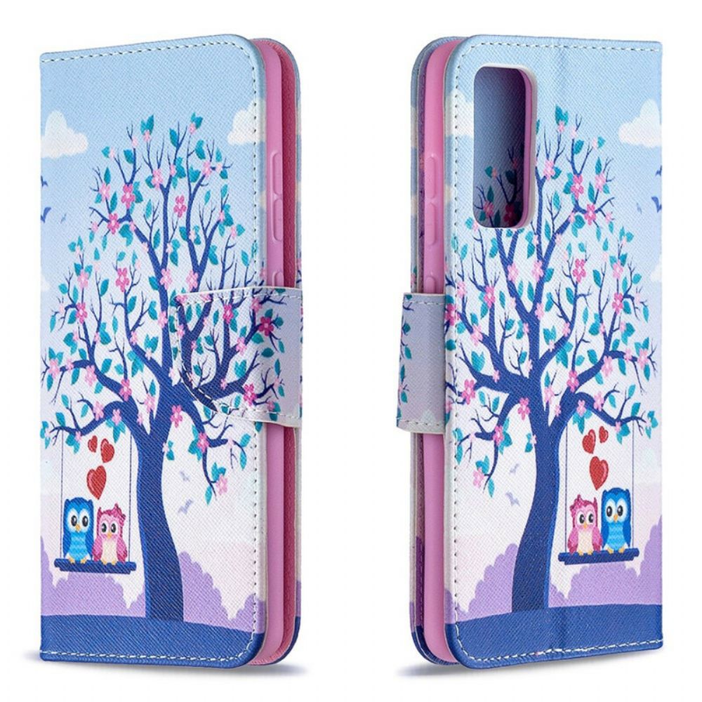 Flip Case voor Samsung Galaxy S20 FE Uilen Op De Schommel