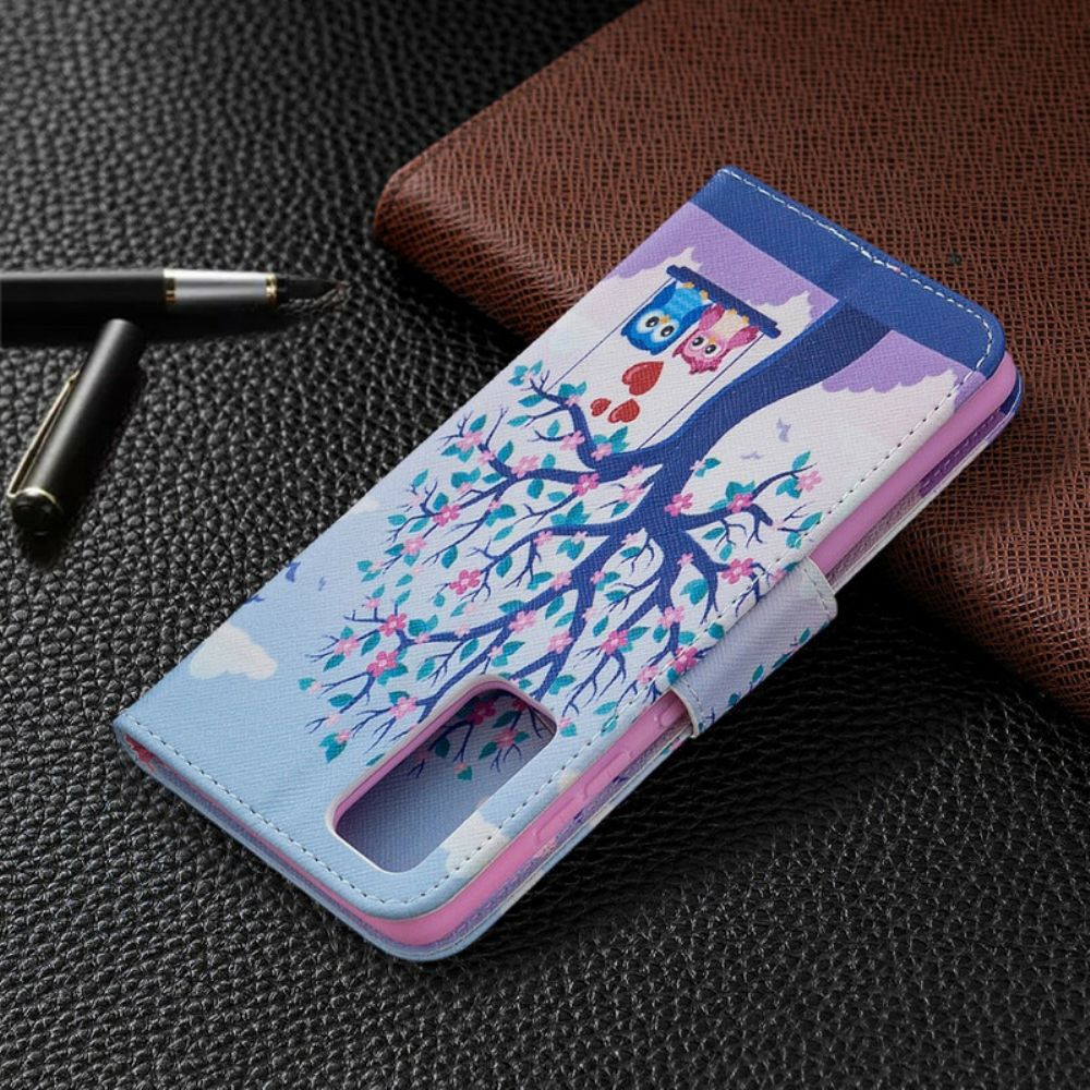 Flip Case voor Samsung Galaxy S20 FE Uilen Op De Schommel