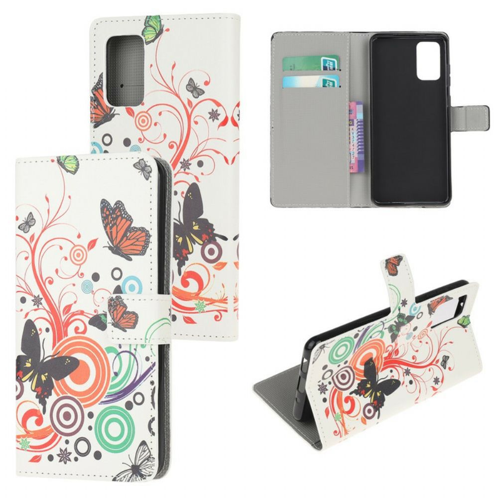 Flip Case voor Samsung Galaxy S20 FE Vlinders En Bloemen