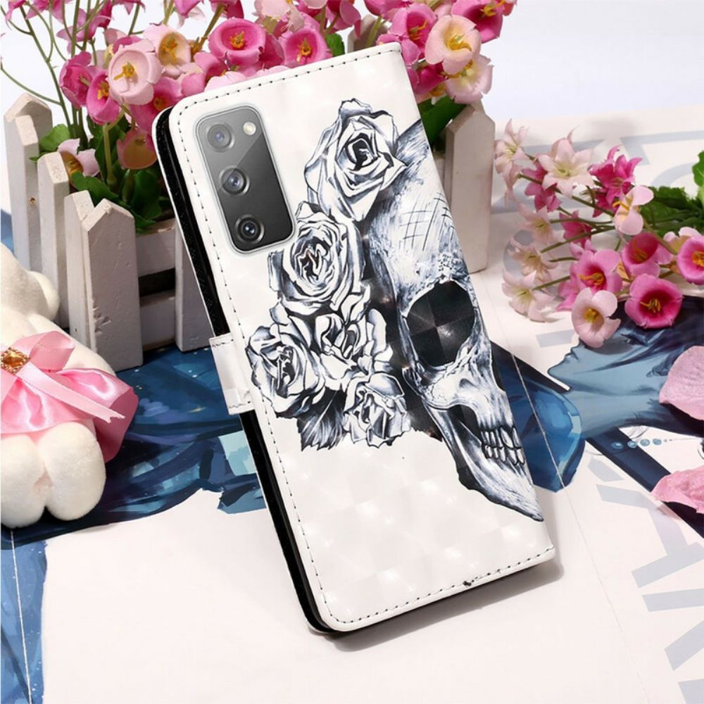 Folio-hoesje voor Samsung Galaxy S20 FE Bloemenschedel