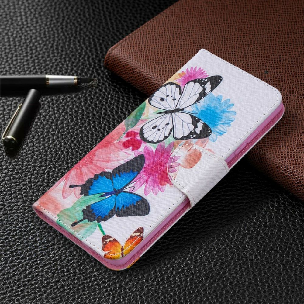 Folio-hoesje voor Samsung Galaxy S20 FE Geschilderde Vlinders En Bloemen