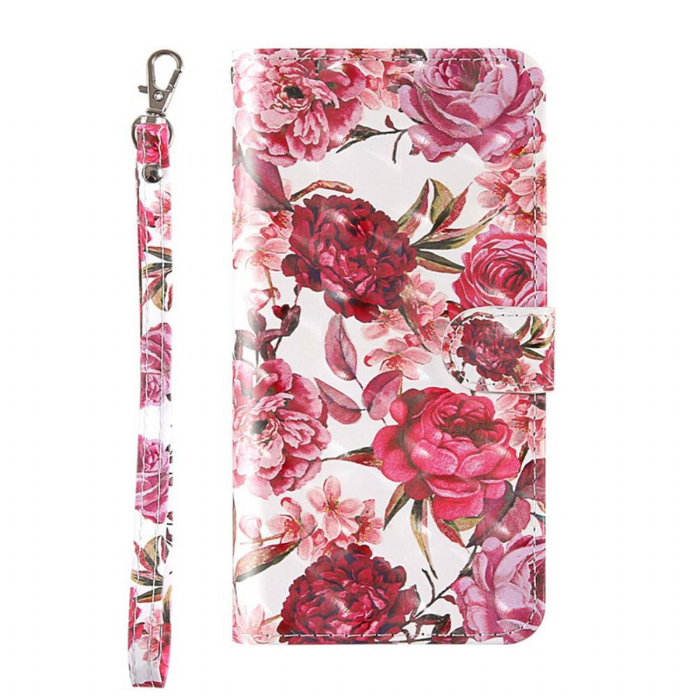 Folio-hoesje voor Samsung Galaxy S20 FE Lichtvlek Rozen Met Lanyard