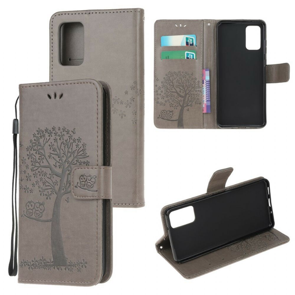 Folio-hoesje voor Samsung Galaxy S20 FE Met Ketting Boom En Uilen Met Bandjes