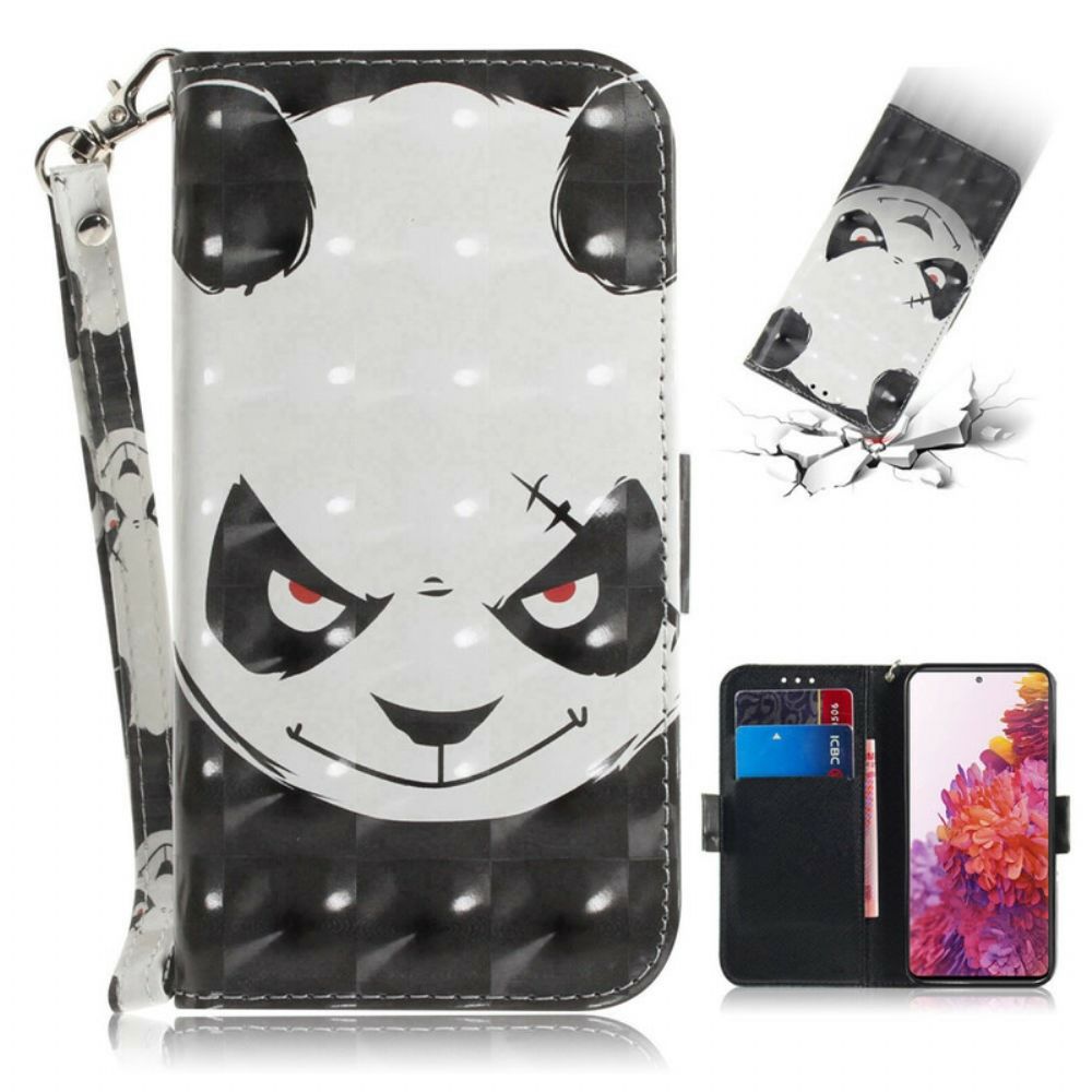 Folio-hoesje voor Samsung Galaxy S20 FE Met Ketting Boze Panda Met Riem