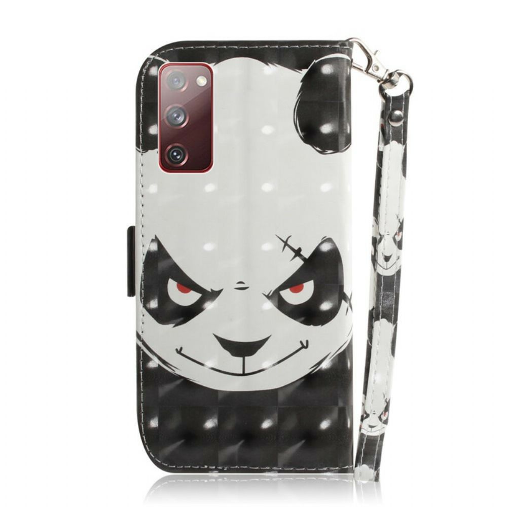 Folio-hoesje voor Samsung Galaxy S20 FE Met Ketting Boze Panda Met Riem