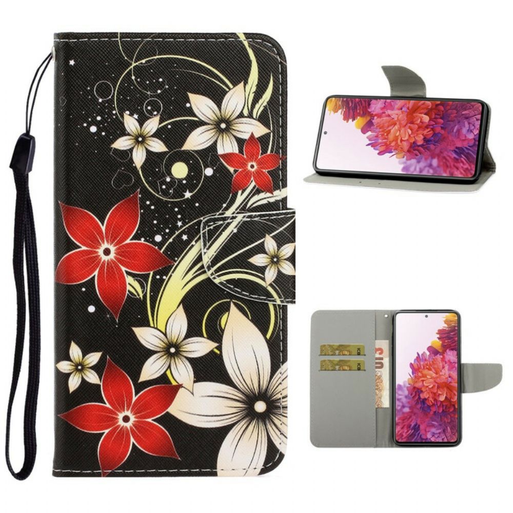 Folio-hoesje voor Samsung Galaxy S20 FE Met Ketting Kleurrijke Band Bloemen