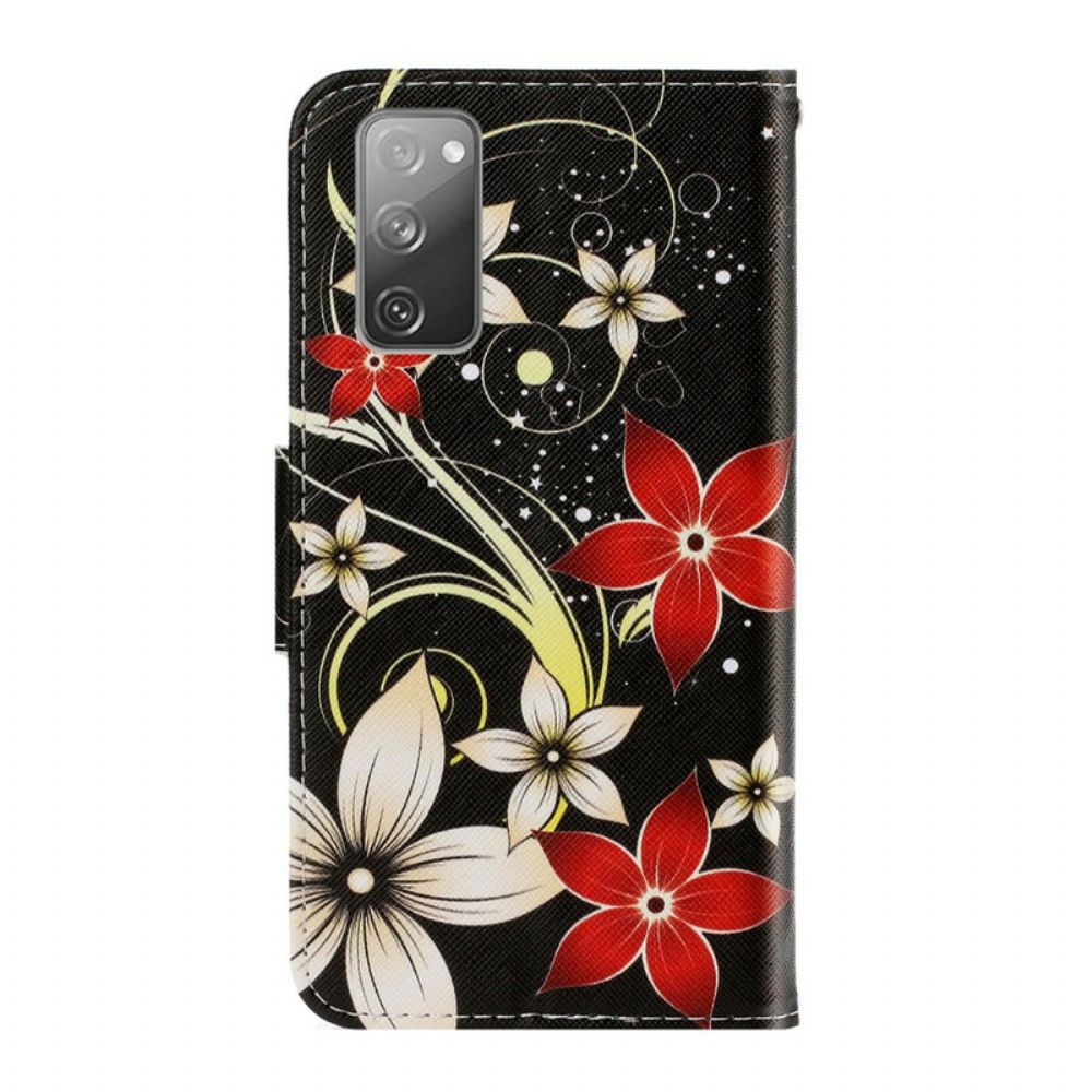 Folio-hoesje voor Samsung Galaxy S20 FE Met Ketting Kleurrijke Band Bloemen