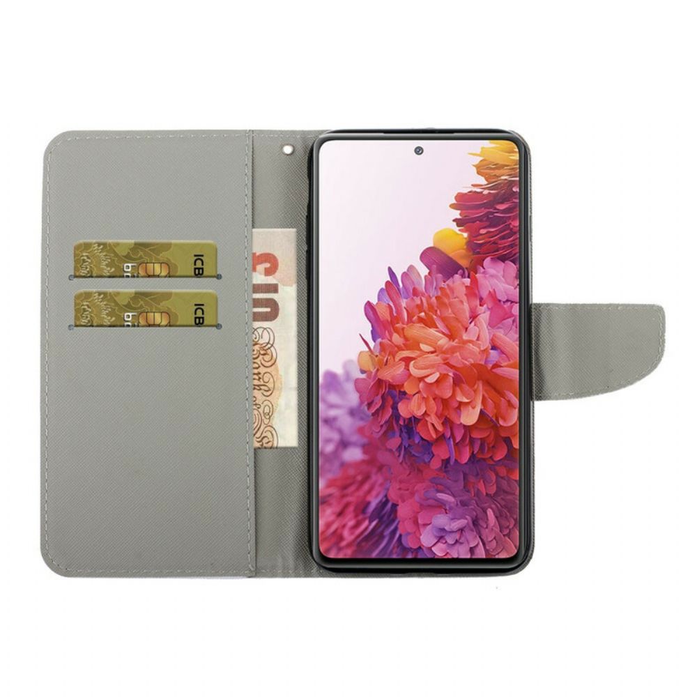 Folio-hoesje voor Samsung Galaxy S20 FE Met Ketting Kleurrijke Band Bloemen