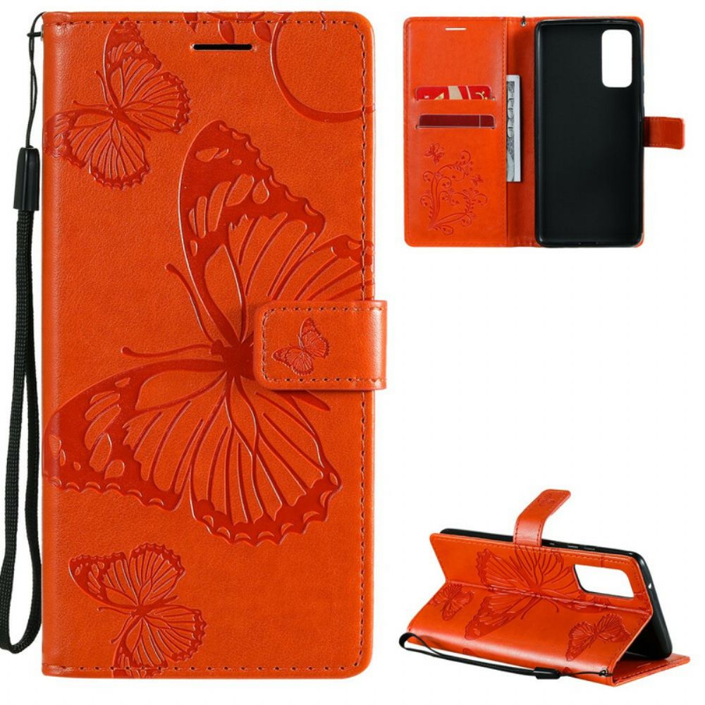 Folio-hoesje voor Samsung Galaxy S20 FE Met Ketting Reusachtige Vlinders Met Bandjes