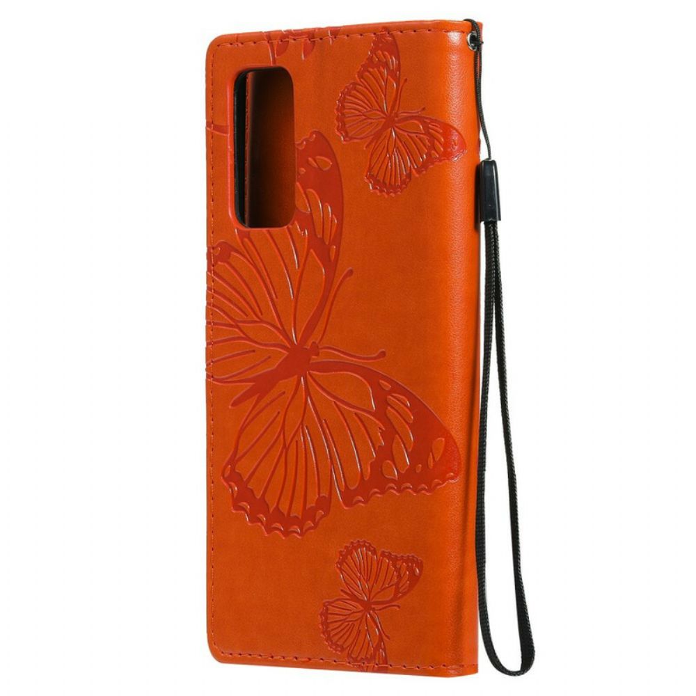 Folio-hoesje voor Samsung Galaxy S20 FE Met Ketting Reusachtige Vlinders Met Bandjes