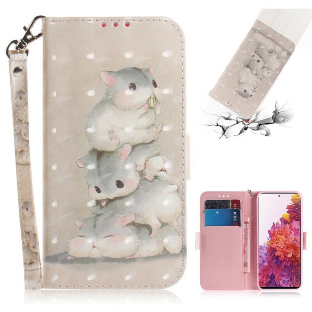 Folio-hoesje voor Samsung Galaxy S20 FE Met Ketting Thong Hamsters