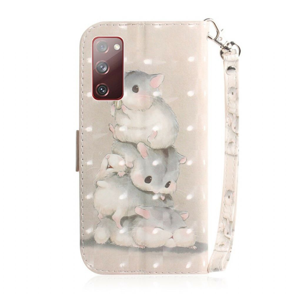 Folio-hoesje voor Samsung Galaxy S20 FE Met Ketting Thong Hamsters