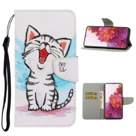 Folio-hoesje voor Samsung Galaxy S20 FE Met Ketting Thong Kleur Kitten