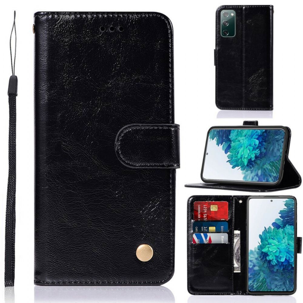 Folio-hoesje voor Samsung Galaxy S20 FE Met Ketting Vintage Kunstleren Band