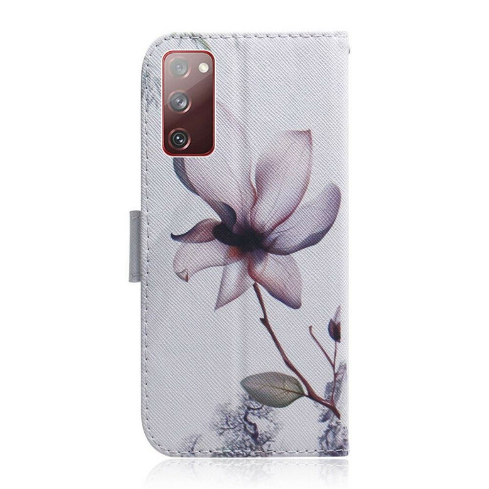 Folio-hoesje voor Samsung Galaxy S20 FE Oud Roze Bloem