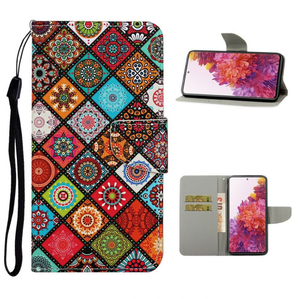 Folio-hoesje voor Samsung Galaxy S20 FE Patchwork-mandala's Met Koord