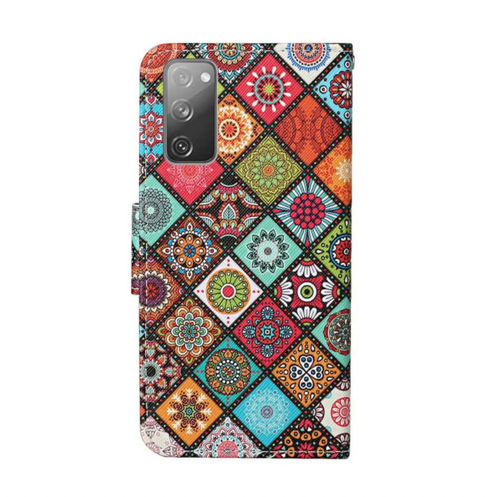 Folio-hoesje voor Samsung Galaxy S20 FE Patchwork-mandala's Met Koord