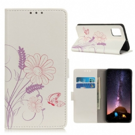 Folio-hoesje voor Samsung Galaxy S20 FE Vlinders En Bloemen Tekenen