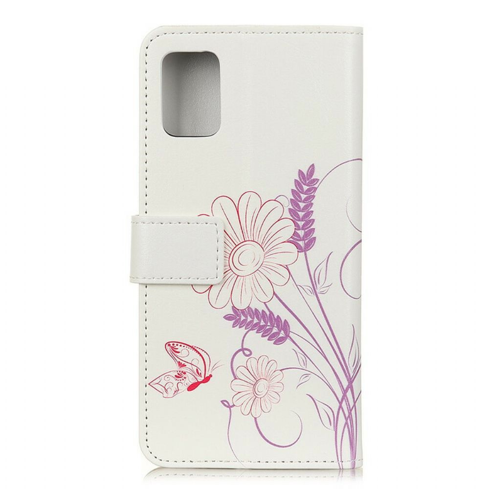 Folio-hoesje voor Samsung Galaxy S20 FE Vlinders En Bloemen Tekenen