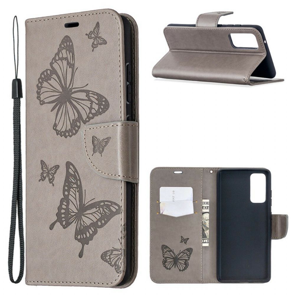 Folio-hoesje voor Samsung Galaxy S20 FE Vlinders Tijdens De Vlucht Met Lanyard