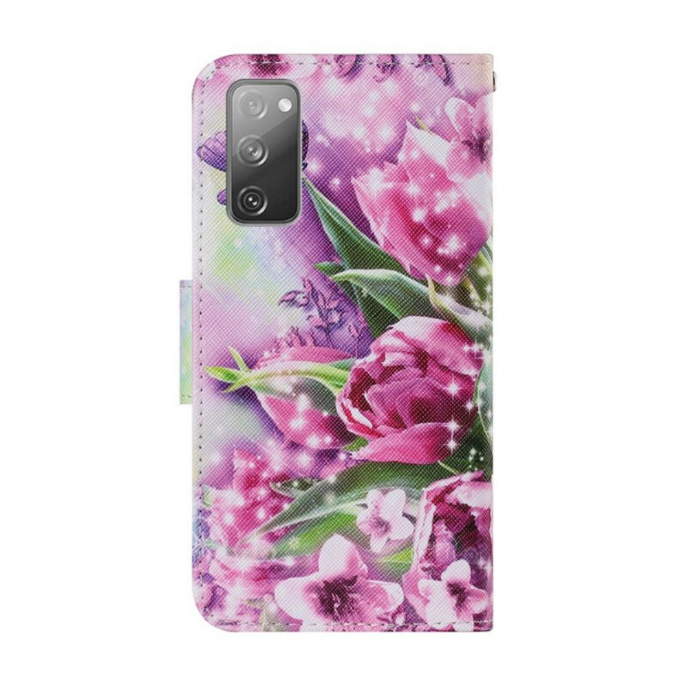 Folio-hoesje voor Samsung Galaxy S20 FE Vlinders En Tulpen