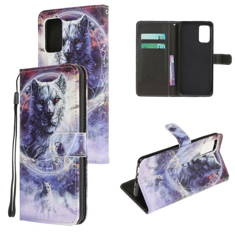 Folio-hoesje voor Samsung Galaxy S20 FE Winterwolf Met Koord