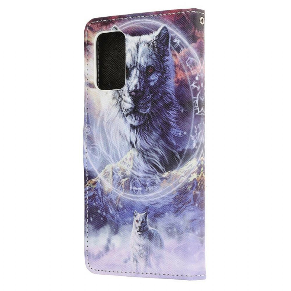 Folio-hoesje voor Samsung Galaxy S20 FE Winterwolf Met Koord