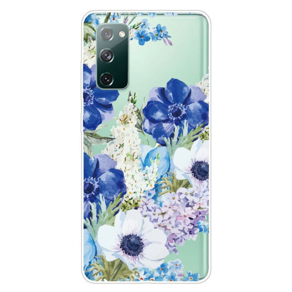 Hoesje voor Samsung Galaxy S20 FE Aquarel Blauwe Bloemen Naadloos