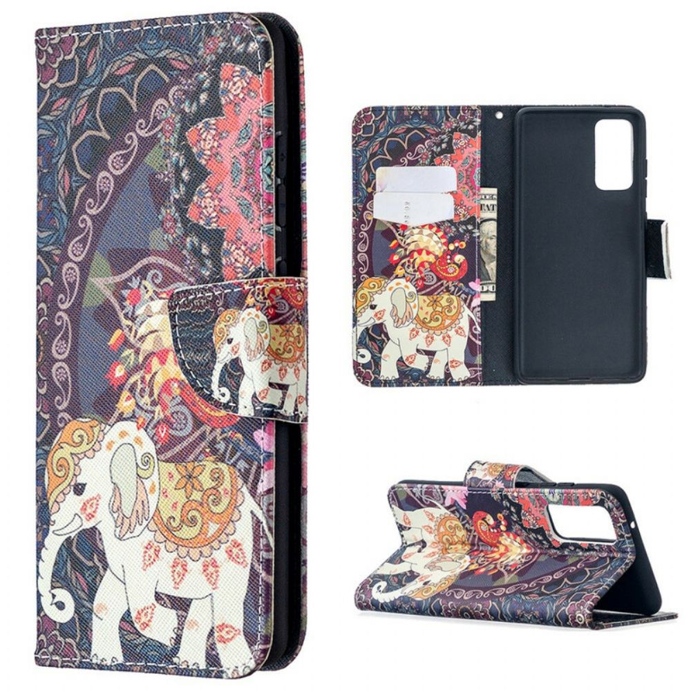 Leren Hoesje voor Samsung Galaxy S20 FE Etnische Olifantenmandala