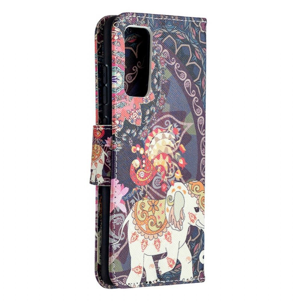 Leren Hoesje voor Samsung Galaxy S20 FE Etnische Olifantenmandala