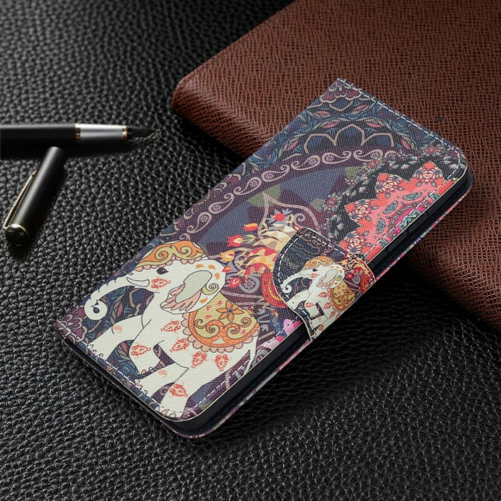 Leren Hoesje voor Samsung Galaxy S20 FE Etnische Olifantenmandala