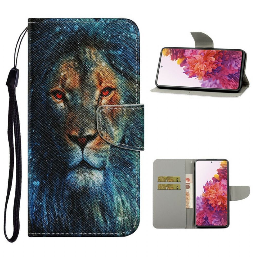 Leren Hoesje voor Samsung Galaxy S20 FE Leeuw Met Lanyard