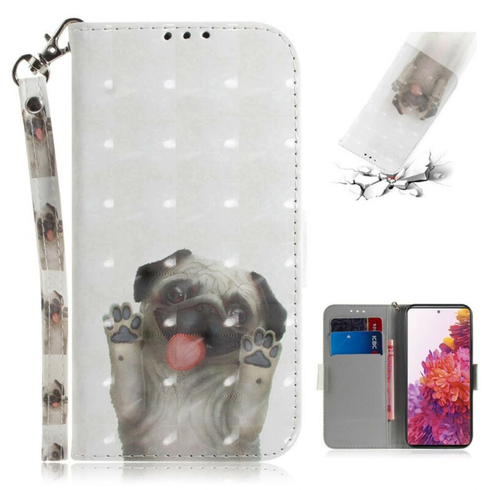 Leren Hoesje voor Samsung Galaxy S20 FE Met Ketting Hou Van Mijn Hond Met Riem