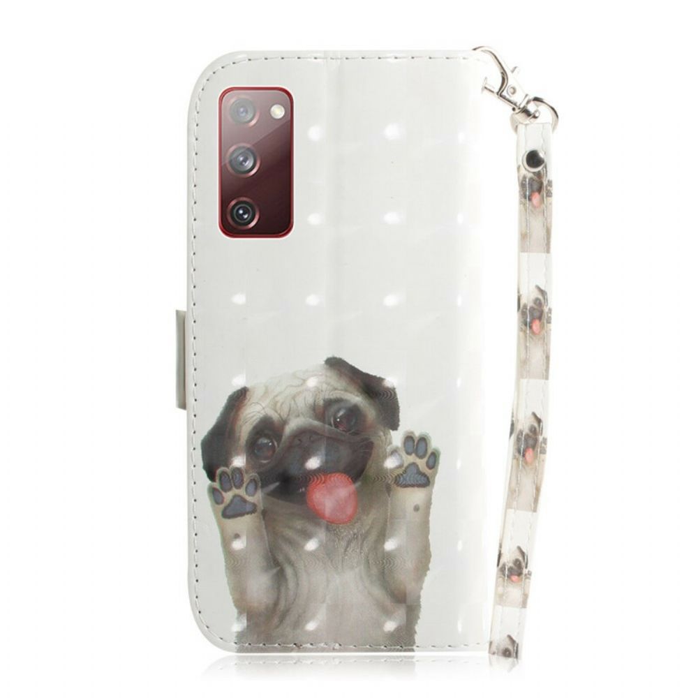 Leren Hoesje voor Samsung Galaxy S20 FE Met Ketting Hou Van Mijn Hond Met Riem