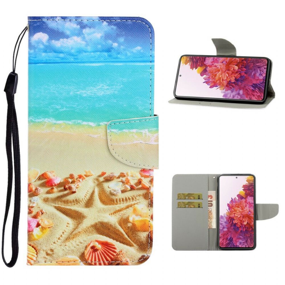 Leren Hoesje voor Samsung Galaxy S20 FE Met Ketting Strandstrand