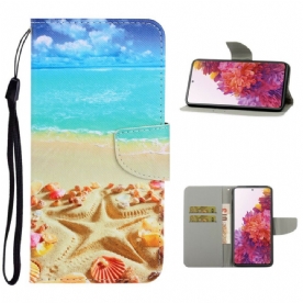 Leren Hoesje voor Samsung Galaxy S20 FE Met Ketting Strandstrand