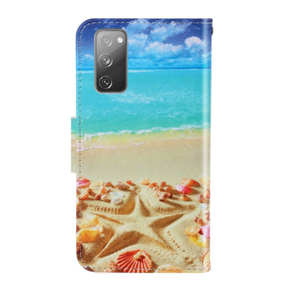 Leren Hoesje voor Samsung Galaxy S20 FE Met Ketting Strandstrand