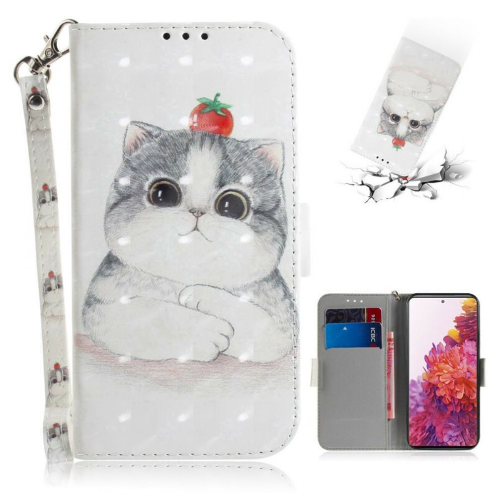 Leren Hoesje voor Samsung Galaxy S20 FE Met Ketting Tomaat Op De String Cat