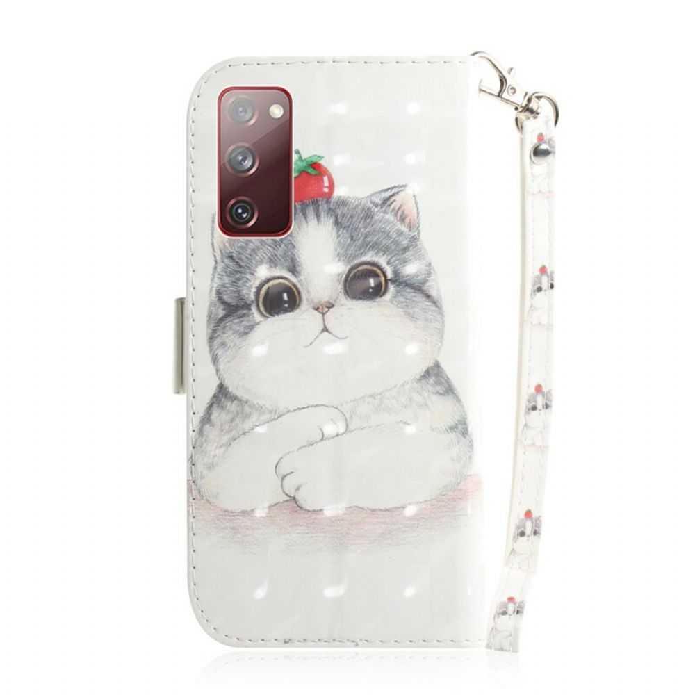 Leren Hoesje voor Samsung Galaxy S20 FE Met Ketting Tomaat Op De String Cat