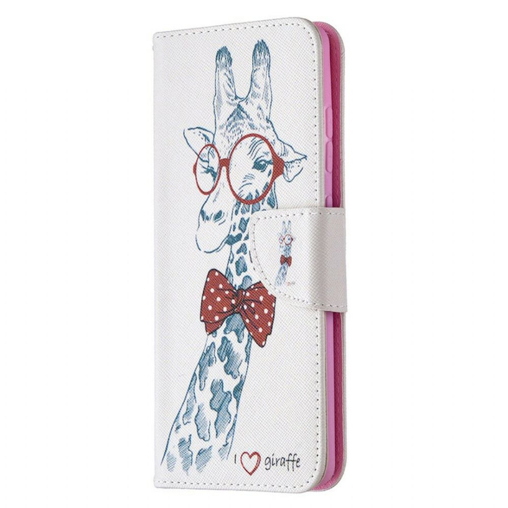 Leren Hoesje voor Samsung Galaxy S20 FE Nerdy Giraf