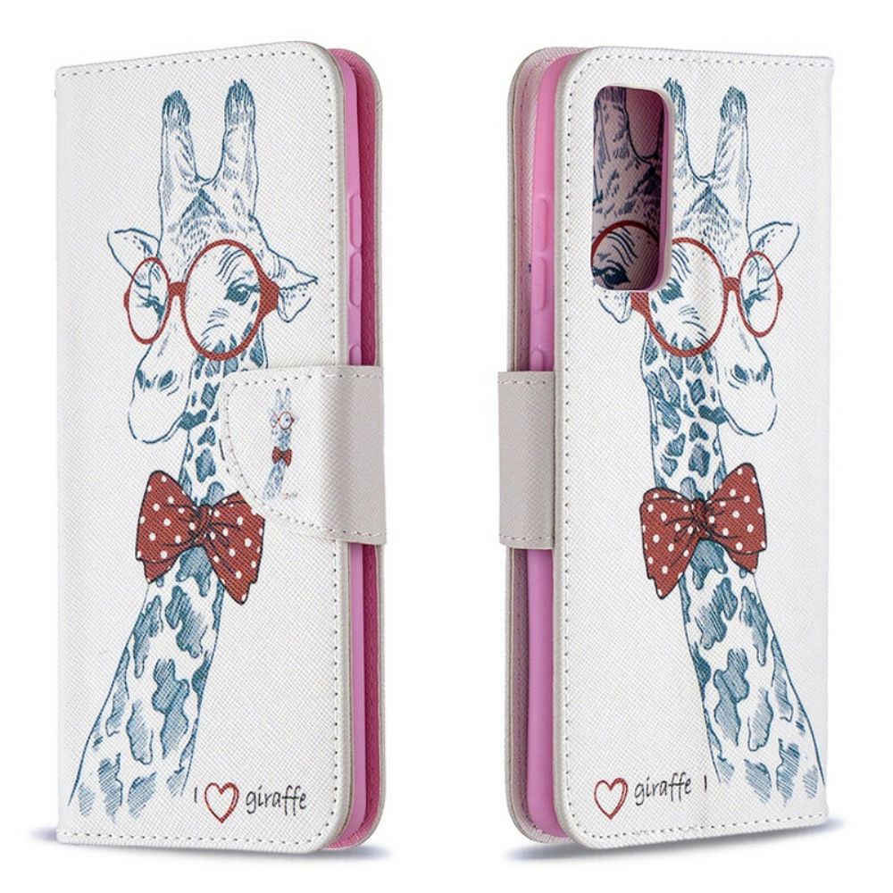 Leren Hoesje voor Samsung Galaxy S20 FE Nerdy Giraf