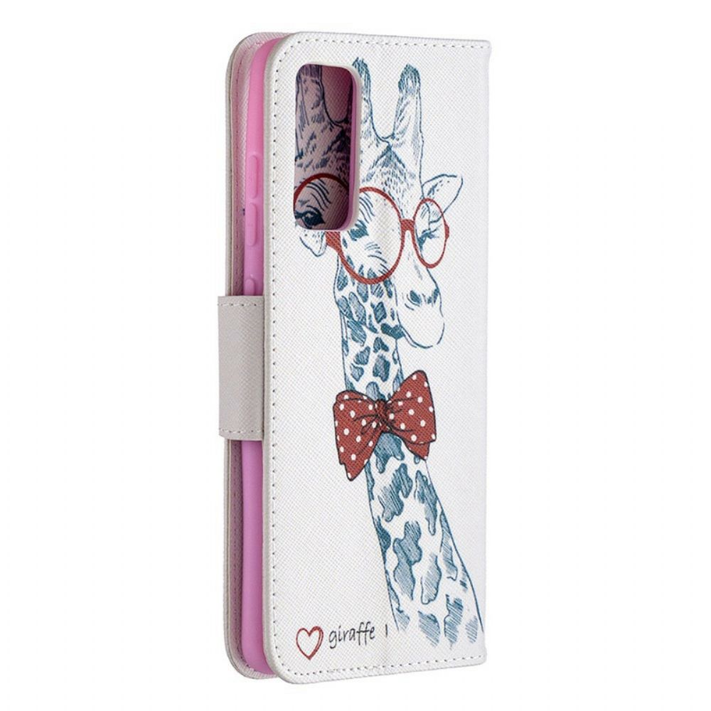 Leren Hoesje voor Samsung Galaxy S20 FE Nerdy Giraf