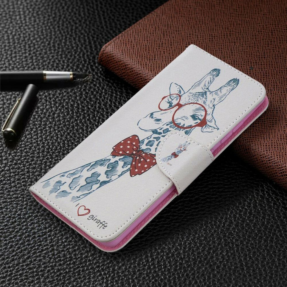 Leren Hoesje voor Samsung Galaxy S20 FE Nerdy Giraf