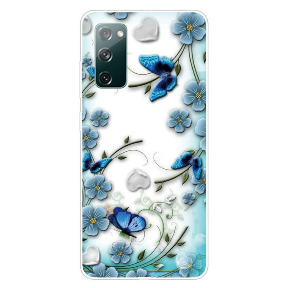 Telefoonhoesje voor Samsung Galaxy S20 FE Transparante Retro Vlinders En Bloemen