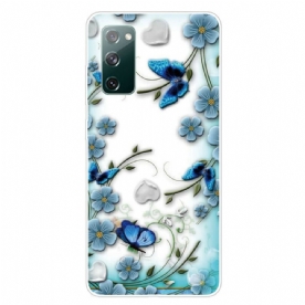 Telefoonhoesje voor Samsung Galaxy S20 FE Transparante Retro Vlinders En Bloemen