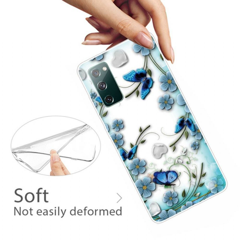 Telefoonhoesje voor Samsung Galaxy S20 FE Transparante Retro Vlinders En Bloemen