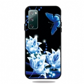 Telefoonhoesje voor Samsung Galaxy S20 FE Vlinder En Blauwe Bloemen