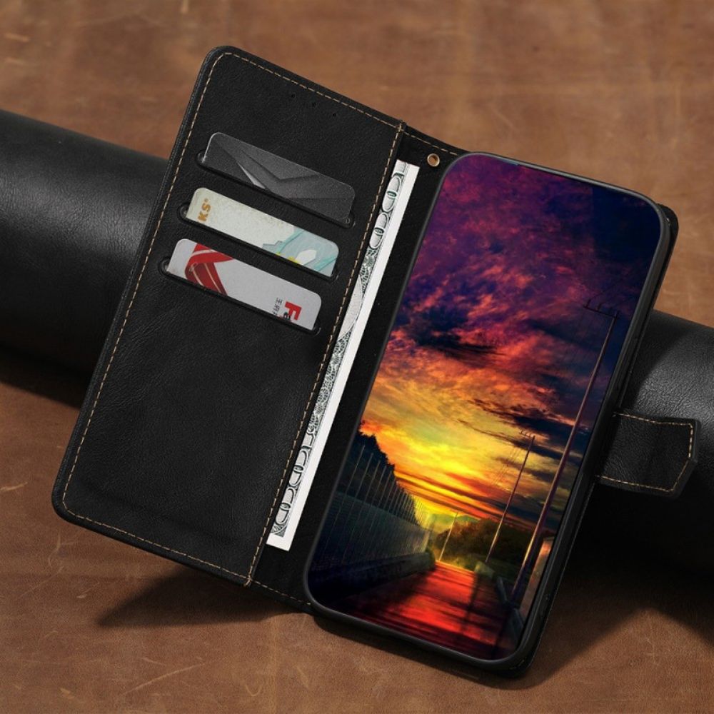 Flip Case voor Oppo Reno 8 Pro Gebruind Kunstleer