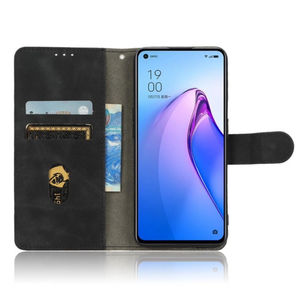 Flip Case voor Oppo Reno 8 Pro Met Ketting Effen Strappy